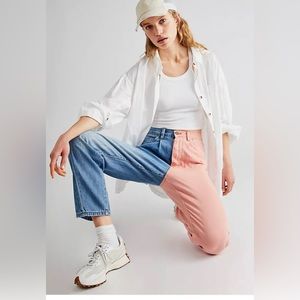 New Sandrine Rose Petal Color Block Jeans High Waist Size 24